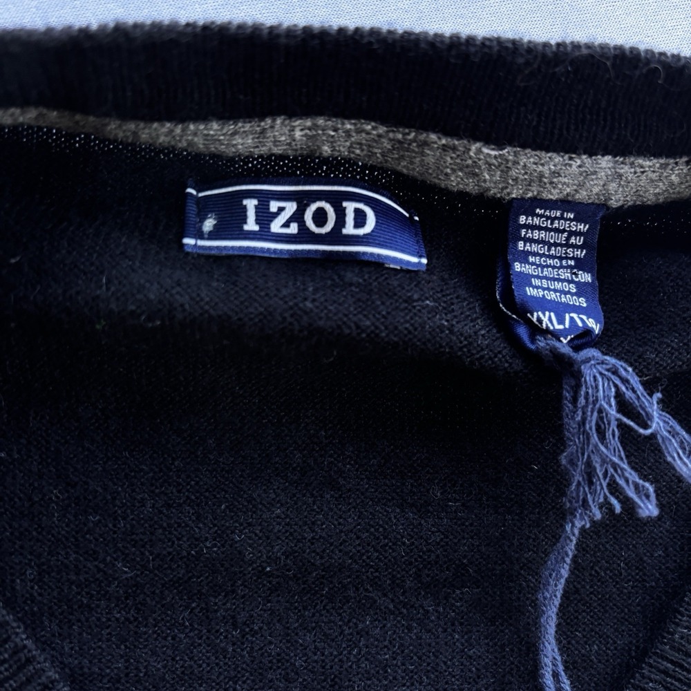 IZOD Sweater Vest Mens XXL Premium Essentials Black Natural Stretch Cotton Blend - Picture 3 of 11